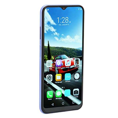 Unlocked 4G Smartphone 6.53 HD Screen Face Unlock Dual Light Sensor Camera Smartphone Fingerprint Reader Screen Protector US Plug