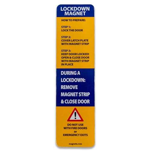 50 Pack - Lockdown Magnetic Strips for School Lockdowns - New and Improved! Durable 30mil Magnetic Strip (50, Blue)…