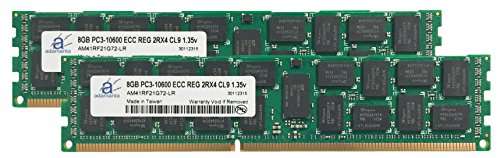 Adamanta 16GB (2x8GB) Server Memory Upgrade for Dell PowerEdge T710 DDR3 1333MHz PC3-10600 ECC Registered 2Rx4 CL9 1.35v 36 IC