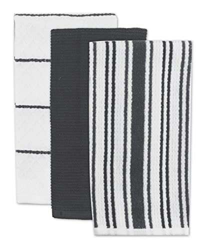 Ubersweet® Designs Multi Weave Kitchen Towels (Set of 3), Charcoal