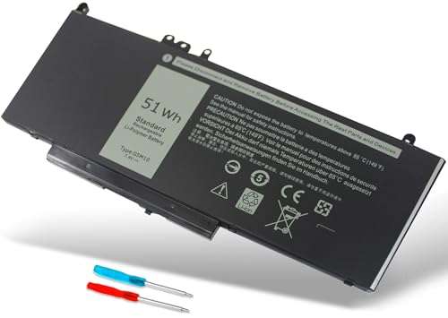 G5M10 E5550 E5450 E5250 Battery Compatible with Dell Latitude E5550 E5450 E5250 5550 5450 5250 3150 3160, 8V5GX R9XM9 1KY05 08V5GX VMKXM 5XFWC PF59Y 451-BBLN 451-BBLL 451-BBLK 51Wh 7.4V 4-Cell