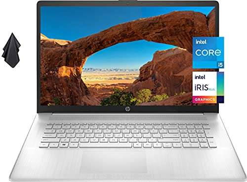 2021 HP 17 Laptop, 17" HD+ Anti-Glare Screen, 11th Gen Intel Core i5-1135G7, Intel Iris Xe Graphics, 32 GB RAM, 1 TB PCIe SSD, Long Battery Life, Webcam, Mics, Win10, Silver + Microfiber Cloth