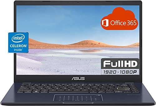 ASUS 2022 L410 Thin Light Student Laptop Computer, 14" FHD Display, Intel Celeron Processor, 4GB RAM, 256 GB Storage, 12Hours Battery, Backlit Keyboard, Windows 10 + 1 Year Microsoft 365, Star Black