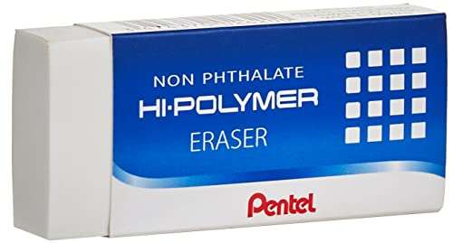 Pentel Hi-Polymer ZEH-20 Large (7.3 x 3.3 cm) Block Eraser, Pack of 3