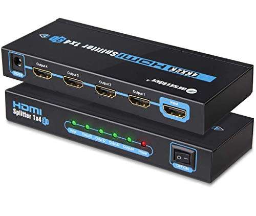 4K HDMI Splitter 1 in 4 Out, Farstrider 4K HDMI Splitter Switcher Intelligent Hub 4K Full HD 1080P 3D Compatible for TV PC Laptop Xbox 360 one, PS4 PS3,Nintendo Switch, Roku Fire Stick, Blu-ray player