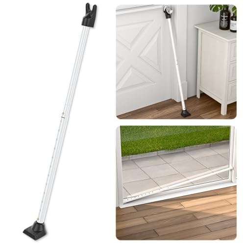SecurityMan Adjustable Door Security Bar - Constructed of High Grade Iron - Great for Apartment Security or Home Protection Door Stoppers -(18.25”-47.5” for Doors / 18.25”-46.5” for Patio Doors) White