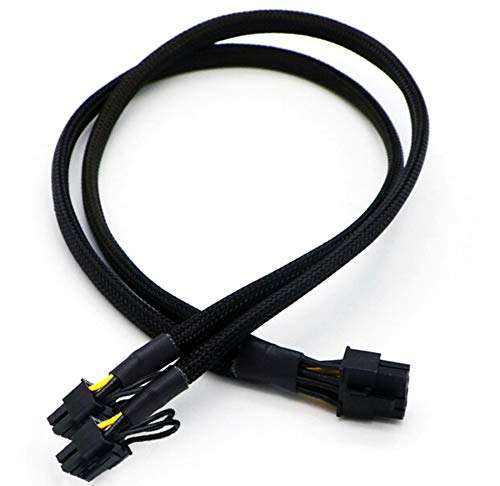 8 Pin Male to Dual 8(6+2) Pin Male PCIe Sleeved PCI Express Power Adapter Splitter Cable for Dell Only T3600 T3610 T5600 T5610 T5610 T7600 T7610 5810 T5810 T7810 T7910 (17 inches) TeamProfitcom