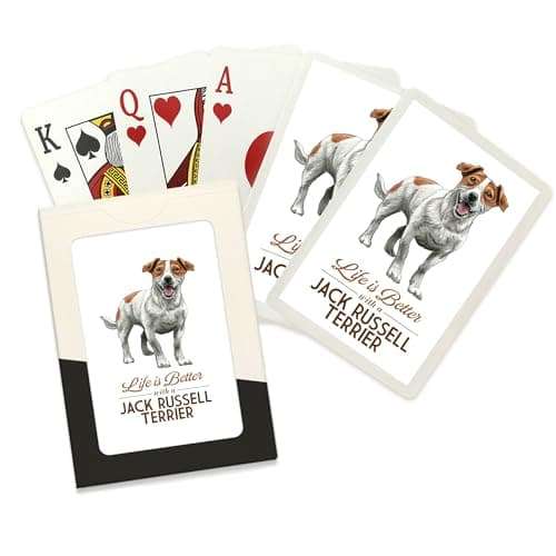 Lantern Press Jack Russell Terrier, Life is Better, White Background (52 Playing Cards, Poker Size Card Deck with Jokers)