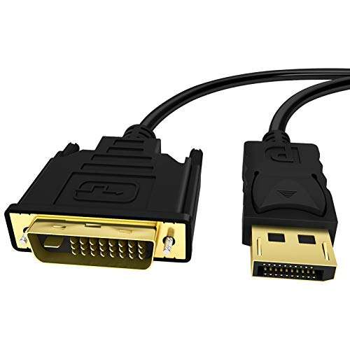 DisplayPort to DVI Cable, VANDESAIL Display Port to DVI Male to Male Adapter Gold Plated Cord, Compatible with PC, Laptop, HDTV, Projector, Monitor and More (6 FT, Black)