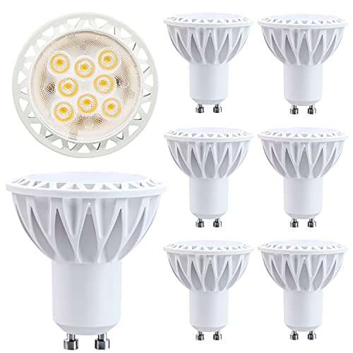 Dimmable GU10 LED Light Bulb, 5W 50W Equivalent, Neutral White, Standard Base, Pack of 6 - Ideal Replacement for Recessed and Track Lighting.
