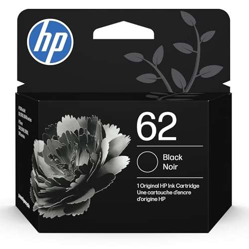 HP 62 Black Ink Cartridge | Works with ENVY 5540, 5640, 5660, 7640, OfficeJet 5740, 8040, OfficeJet Mobile 200, 250 | Instant Ink Eligible | C2P04AN | Packaging May Vary