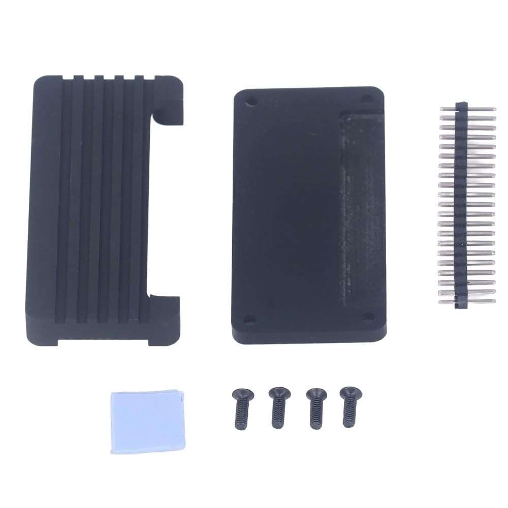 Chiffonade Aluminum Alloy Cooling Case for Raspberry Pi Zero 2W – Passive Heat Dissipation Enclosure with Acrylic Base and Pin Headers