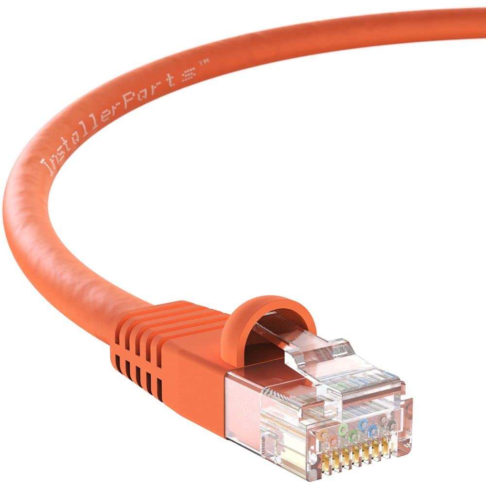 InstallerParts Ethernet Cable CAT5E Cable UTP Booted 100 FT - Orange - Professional Series - 1Gigabit/Sec Network/Internet Cable, 350MHZ
