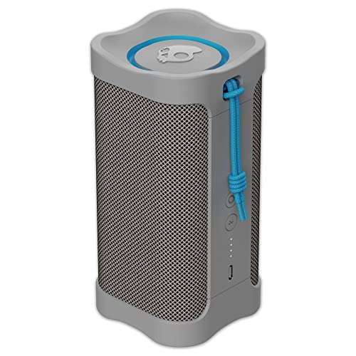 Skullcandy Wireless Bluetooth Speaker - IPX7 Waterproof Portable Terrain Speaker with Dual Custom Passive Radiators, 14 Hour Battery, Nylon Wrist Wrap, & True Wireless Stereo (Light Grey)