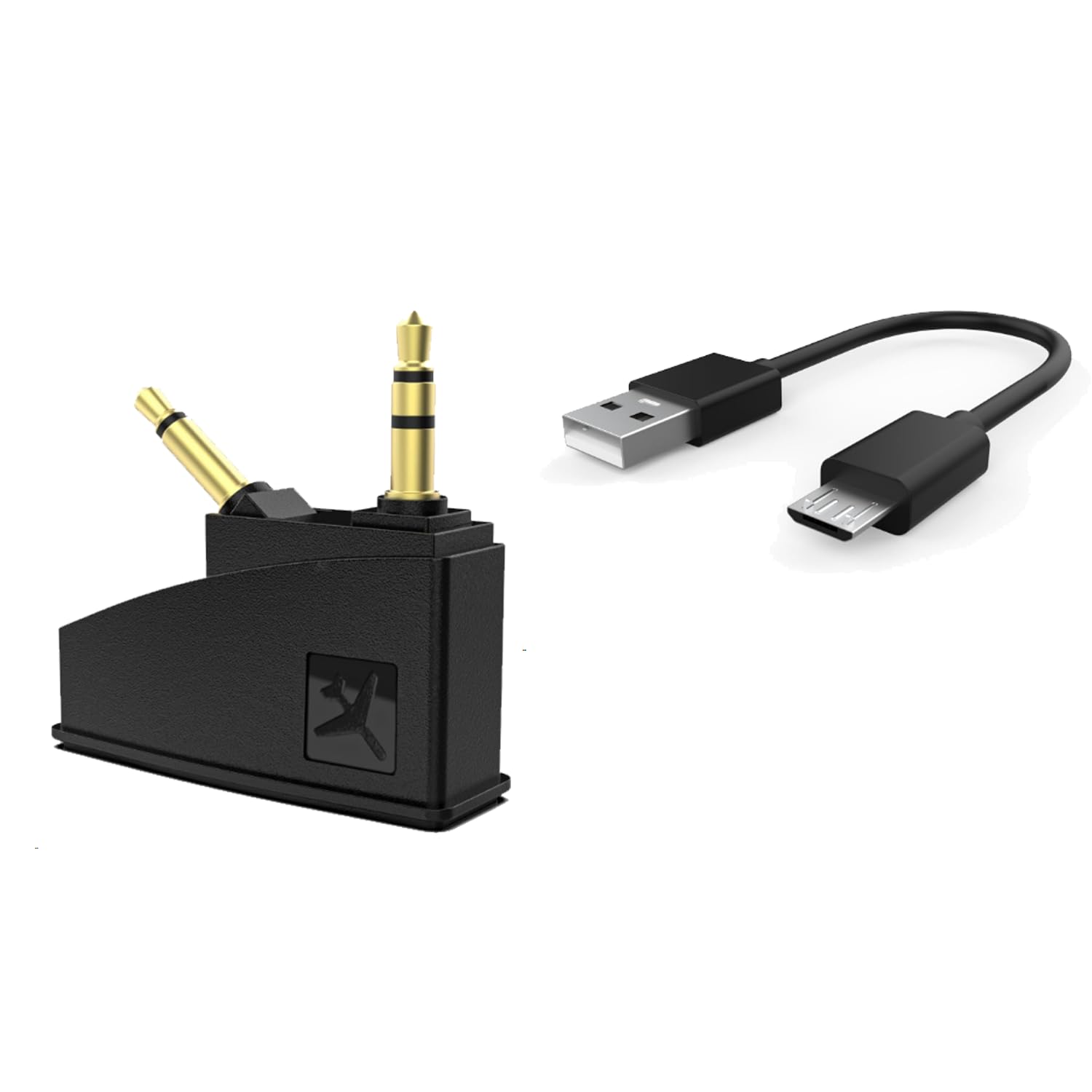 Airplane Headset Adapter and Short Micro USB Charging Cable, Compatible with Bose QuietComfort35/QC35II/QC25/QC20 Headset and More