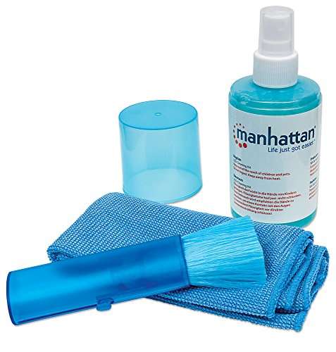 Manhattan Screen & Keyboard Cleaner Kit – 6.75 oz - Non-Alcohol Cleaning Spray with Microfiber Cloth & Keyboard Brush - for TV, Computer, Laptop, Monitor, LED, LCD, Electronic Devices - 421027