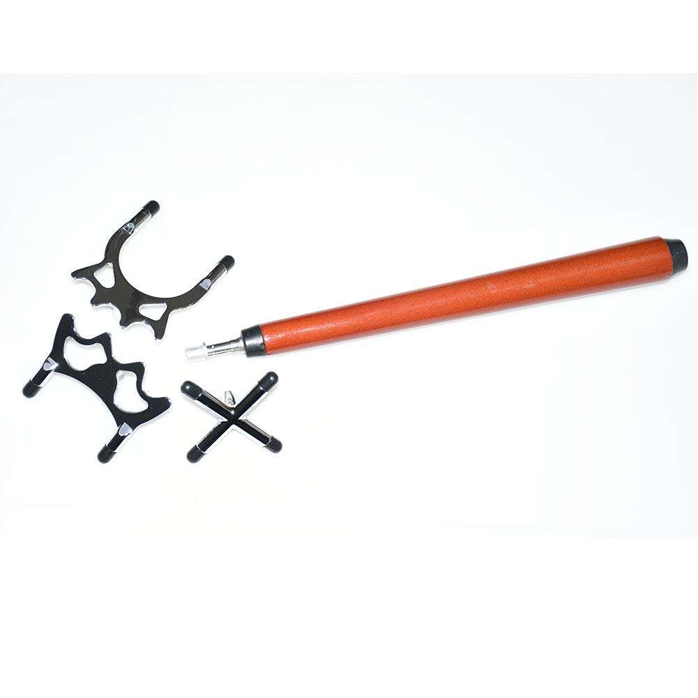 East Eagle Retractable Billiards Pool Cue Stick Bridge with Metal Bridge Head, Billiards Pool Cue Accessory (Brown, 3 Metal Bridge Head)