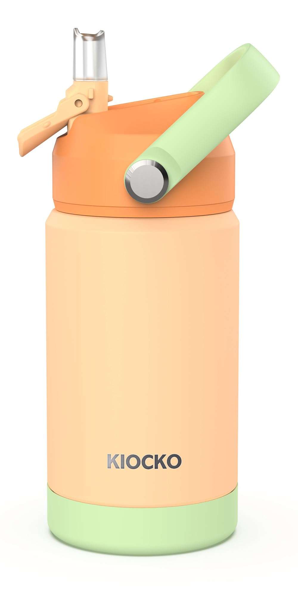 Kiocko Kids Insulated Water Bottle with Straw,12oz Toddler Cups with Stainless Steel Leak Proof for School Boys Girls(Orange-Mix)