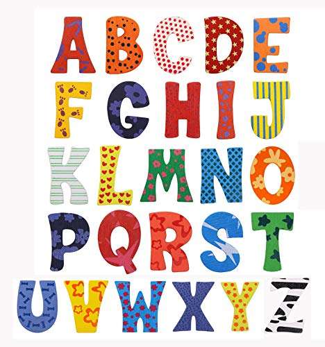 Penta Angel 26Pcs Wooden Magnets Fridge Letters Wood Large Magnetic Refrigerator ABC Alphabet Cute Spelling Learning for Preschool Educational