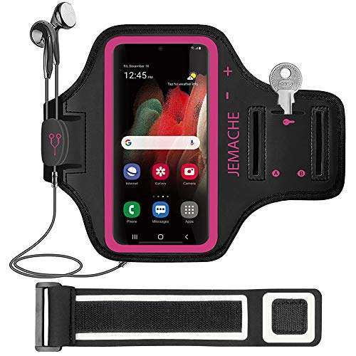 Galaxy S25 S24 Ultra Armband, JEMACHE Gym Workouts Running Arm Band for Samsung Galaxy S25/S24/S23/S22/S21 Ultra (Rosy)
