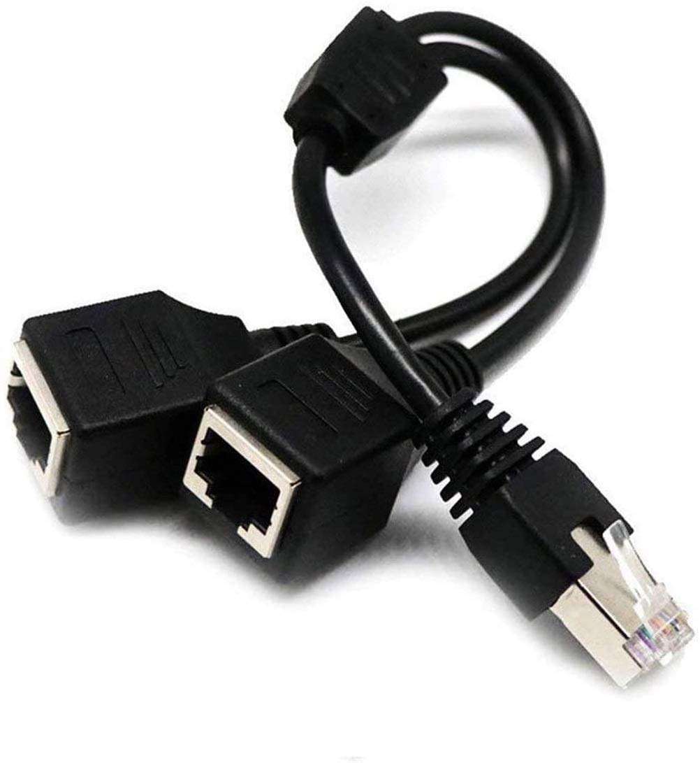 RJ45 Network Splitter Adapter Cable,RJ45 1 Male to 2 Female RJ45 Splitter LAN Ethernet Network Extension Cable Adapter Suitable for Super Cat5,Cat5e,Cat6,Cat7 LAN Ethernet Socket Adapter Connector