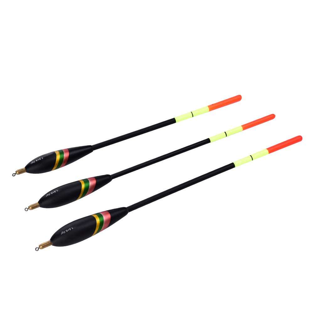 Fishing Floats 3 Piece 1.5+6g 1.5+5g 1.5+4g Wood Fishing Floats Tube Bobbers, Assorted Sizes Coarse Fishing Tackle Floats, Vertical Buoy Fishing Waggler, Fishing Floats Coarse