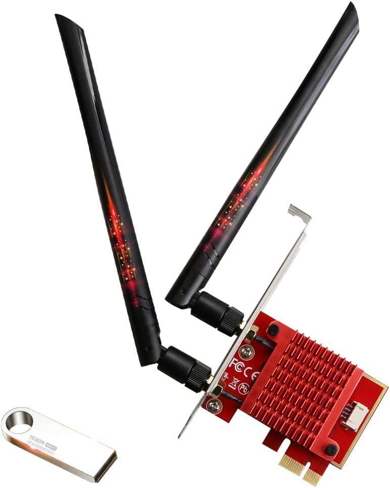 Wifi Card, TEROW AX3000 Wifi 6 PCIe WiFi Card For PC | Up to 3000Mbps | Bluetooth 5.0 | Heat Sink Tech | 802.11AX Dual Band Wireless Adapter with MU-MIMO, Ultra-Low Latency Supports Windows 10 (64bit)