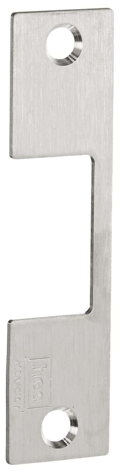 HES Stainless Steel J Faceplate for 1006 Series Electric Strikes for Cylindrical Locksets Up to 3/4" Throw and All Center-Lined Bolts, Satin Stainless Steel Finish