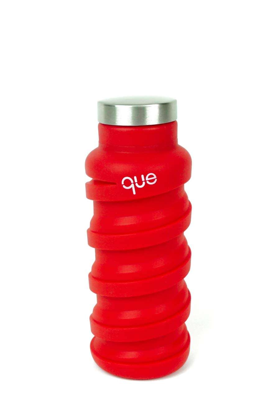 que Bottle | Designed for Travel and Outdoor. Collapsible Water Bottle - Food-Grade Silicone/BPA Free/Lightweight/Eco-Friendly - 12oz (Bonfire Red)