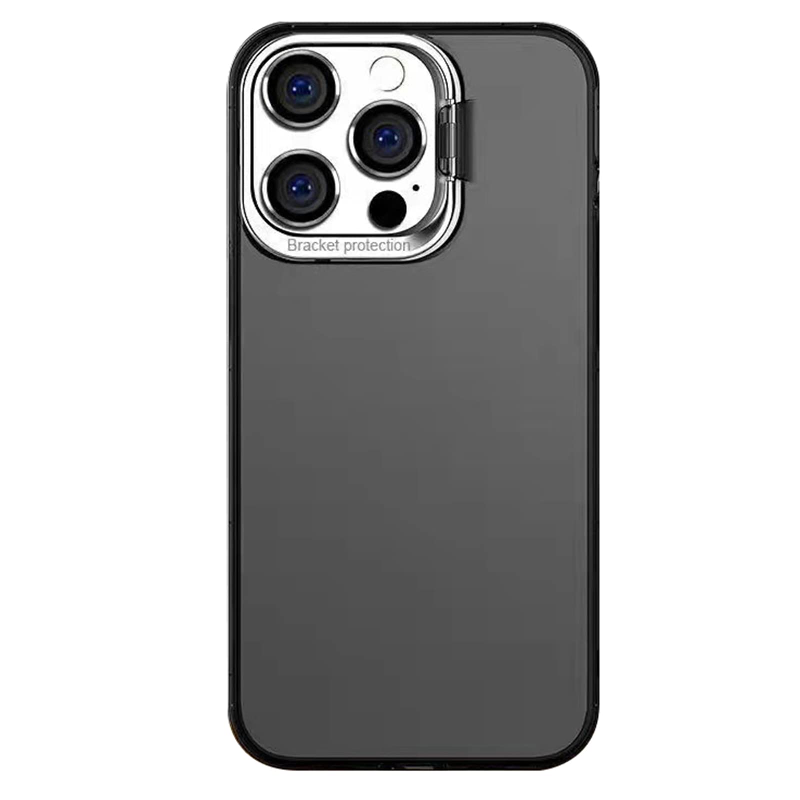 DENSUL Back Case for iPhone 14/14 Pro/14 Plus/14 Pro Max, Durable PC Case, Metal Support for Lens Protection, Anti -Scratch Anti -Fall Ultra -Thin Grip Phone Cover,Black,14 pro max 6.7''