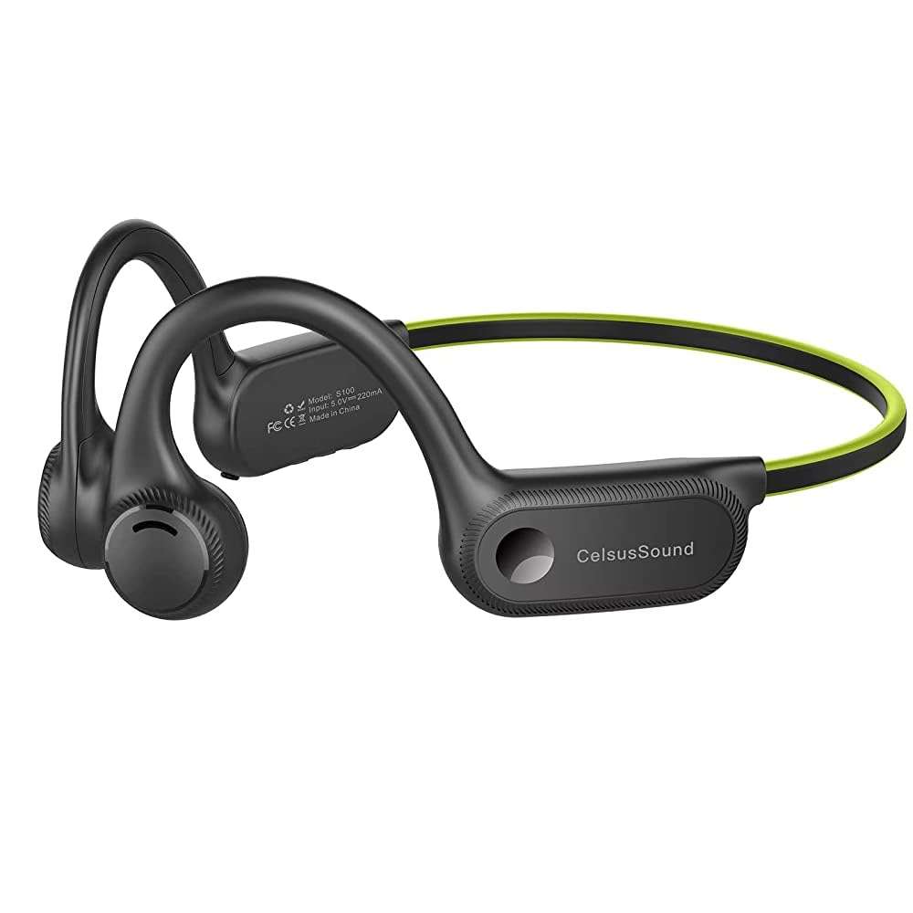 Bone Conduction Headphones, Open Ear Headphones Wireless, Bone Conduction Bluetooth 5.2 Headset with Mic, 6D Stereo Sound, 10Hrs Playtime for Sports, Running, Cycling, Gym(Green)