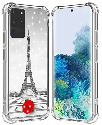 IWONE S20 Ultra 5G Case Eiffel Tower Designer Rubber Protective Skin Cover Shockproof Compatible for Samsung Galaxy S20 Ultra 5G Get Lost in Paris Creative Romantic Eiffel Tower Design