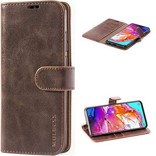 Mulbess Vintage Samsung Galaxy A70 Case Wallet, Flip Leather Phone Case with Card Holder for Samsung Galaxy A70 Cover, Coffee Brown