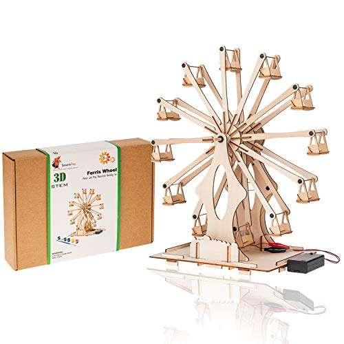 Wooden Ferris Wheel - DIY 3D Puzzle & Educational Creative Crafts Kit - STEM Projects for Kids Ages 8-12-16, Boys & Girls - Construction Toys Set - Model Building Kit for Christmas & Birthday Gifts