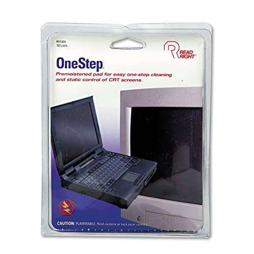Read Right OneStep Screen Cleaner Wet Wipes, 100 Wipes per Box (RR1309)