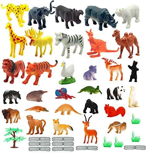 HARDI THRIVE Wild Animal Toys Play Set,Realistic Small Size Wild Safari Zoo African Jungle Animals Vinyl Plastic Figures Toys Play Set with Elephant, Giraffe, Lion, Tiger, Gorilla for Kids -20 Piece