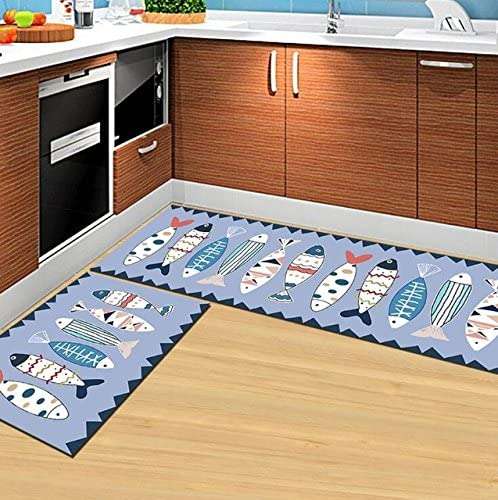 WorldCare® 2Pcs Modern Kitchen Cheaper Anti-Slip Area Rugs Living Room Balcony Bathroom Carpet Set Doormat Bath Mats