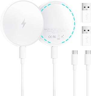 MagSafe Charger 2 Pack 15W Magnetic Wireless Charger Fast Charging Pad with 4.2 FT Type C Cable Compatible with iPhone 17/16/15/14/13/12 Series & AirPods 4/3/2/Pro Magnetic MagSafe Charging Pad