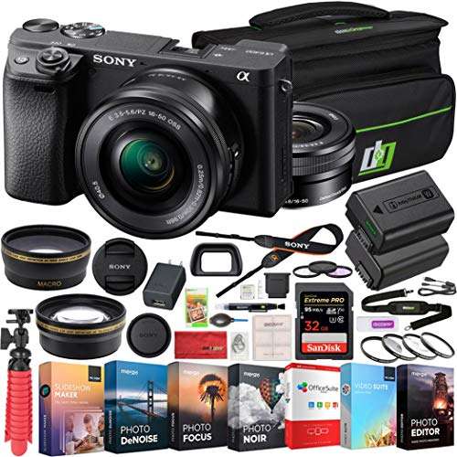 Sony a6400 4K Mirrorless Camera with 18-135mm F3.5-5.6 OSS Zoom Lens ILCE-6400M/B (Black) | Official Sony USA Partner Model | Bundle with 64GB Memory Deco Gear Travel Case Filter Kit & Extra Battery