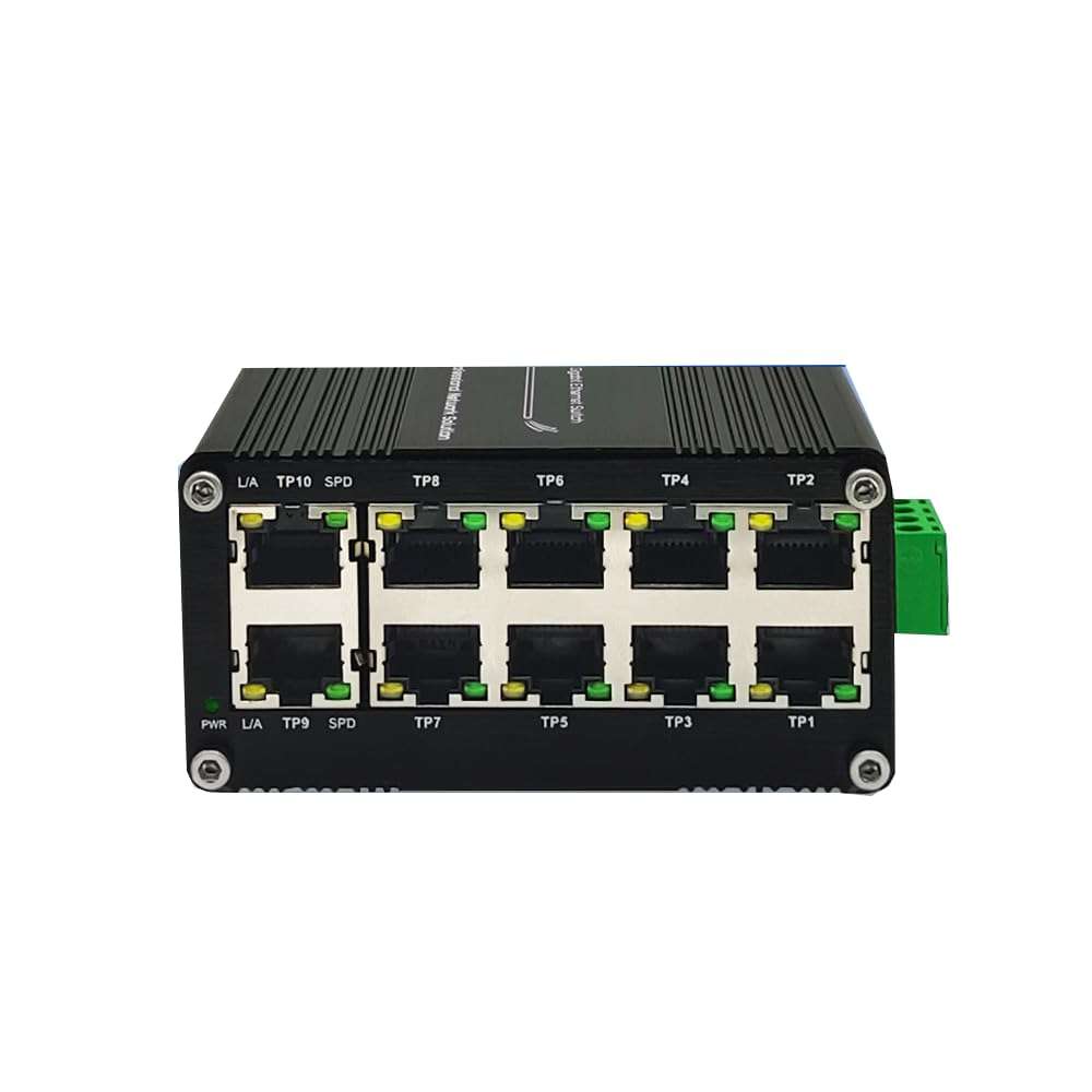 10-Port Gigabit Ethernet Switch - Industrial-Grade Unmanaged Network Hub with Din-Rail or Wall Mount, Full Duplex Desktop,Fast Connection,Plug and Play, Rugged Metal Case, Wide Temperature Range