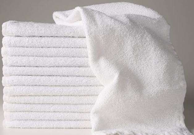 cottontail 425 GSM Quick Dry Solid Cotton 14 in X 21 in Face, Hand Towel Set (White) Pack of 4