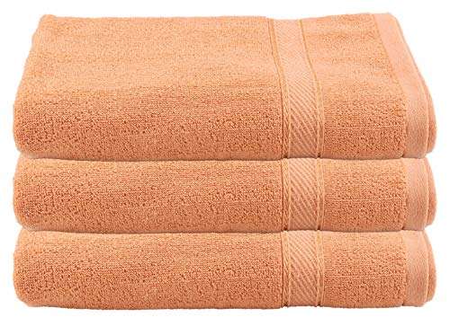 Heart Home 100 Percent Cotton 3 Pieces Full Size Bath Towel 30"x60" (Light Brown) CTHH5100
