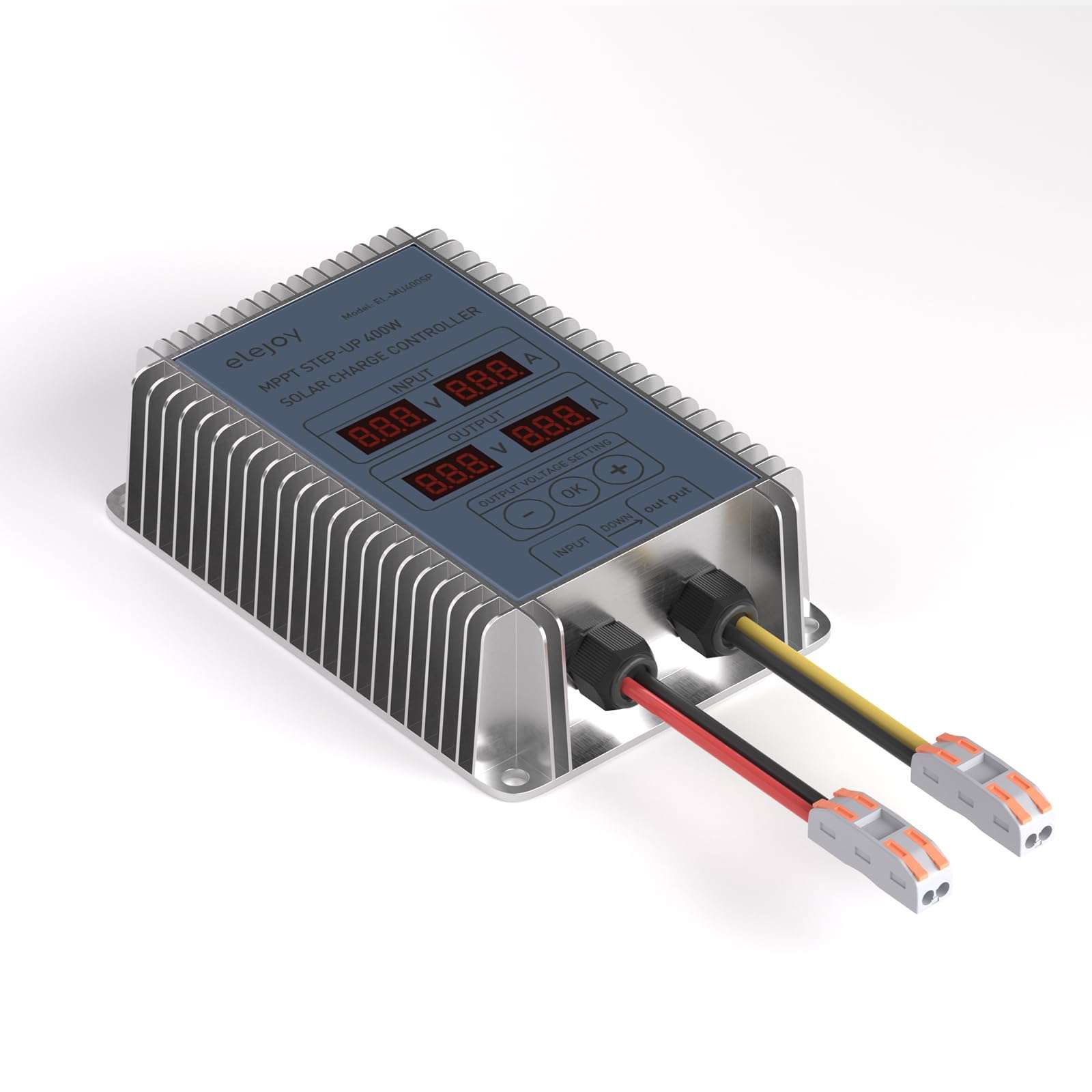 ELEJOY 15 Amp 400W MPPT Step-UP Solar Charge Controller 99% Adjustable Output Lithium LiFePO4 Lead-Acid Gel Sealed Flooded Battery LED Display IP65 Waterproof Outdoor