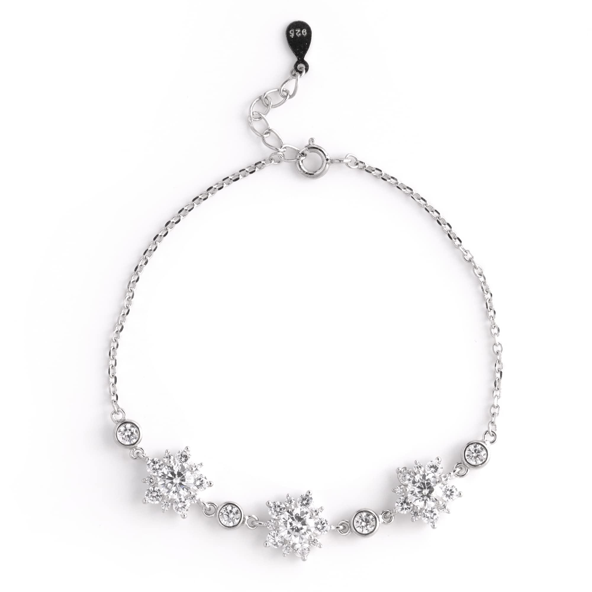 AKSA Star Sparkling Silver Chain Bracelet For Women And Girls 925 Pure Silver | Certificate of Authenticity for Silver