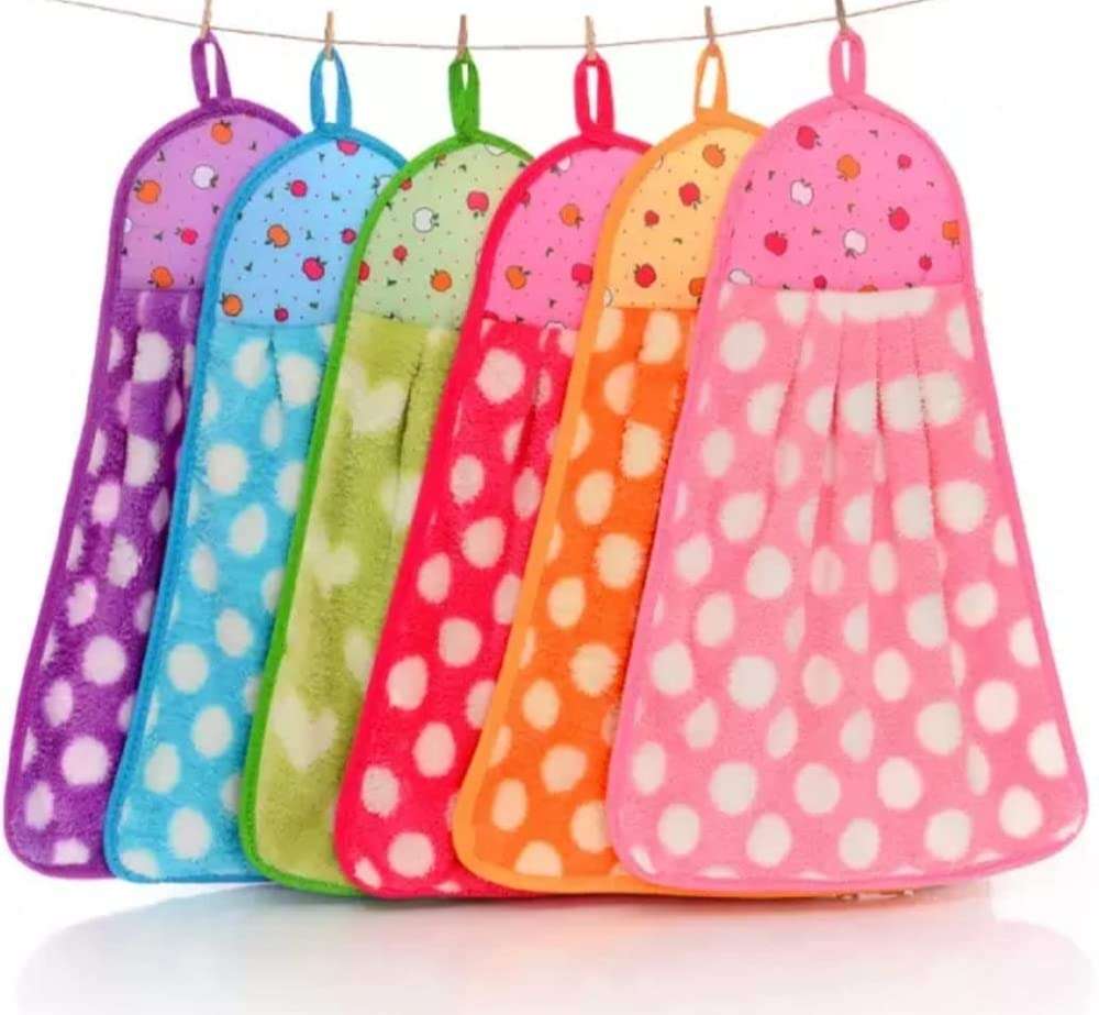 Yetli Micro Fiber Cotton Wash Basin/Kitchen Hanging Towels Size 30 x 40 Cms Pack of 6, (MB1358