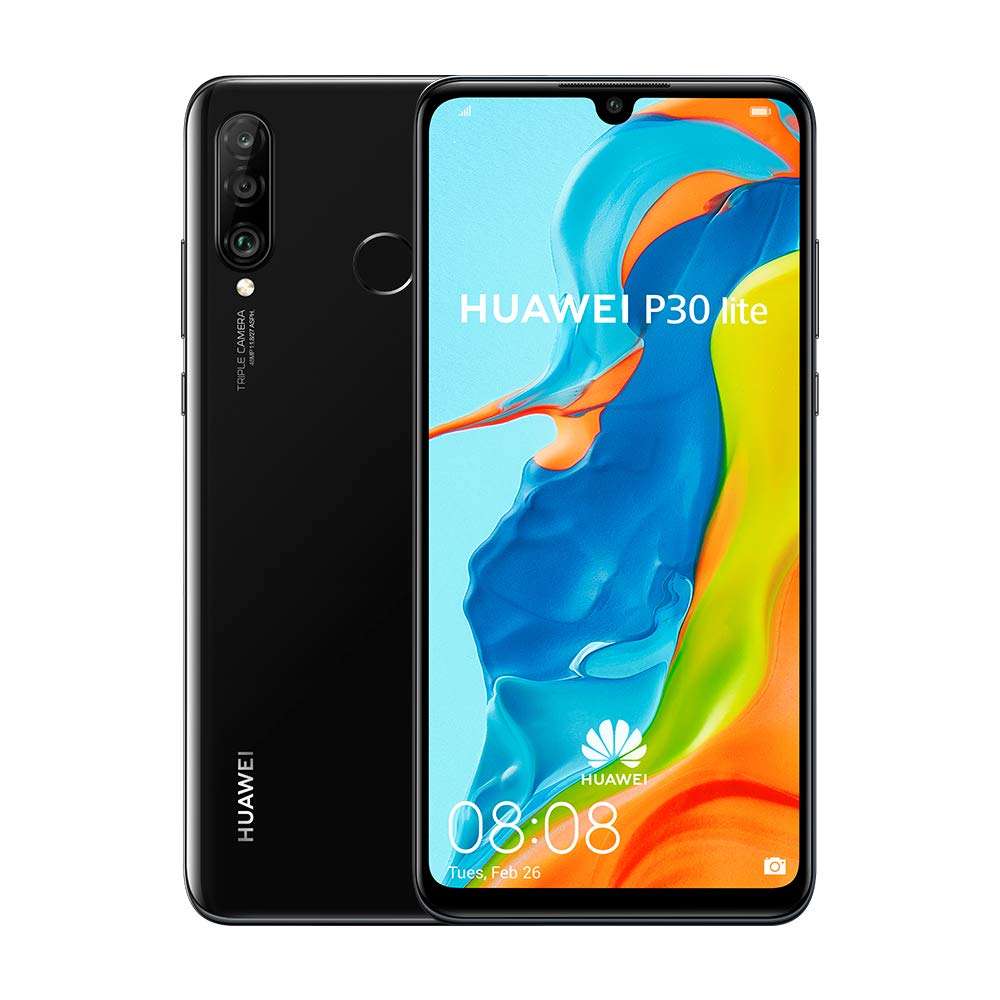 Huawei P30 Lite (128GB, 4GB RAM) 6.15" Display, AI Triple Camera, 32MP Selfie, Dual SIM Global 4G LTE GSM Factory Unlocked MAR-LX3A - International Version (Midnight Black)