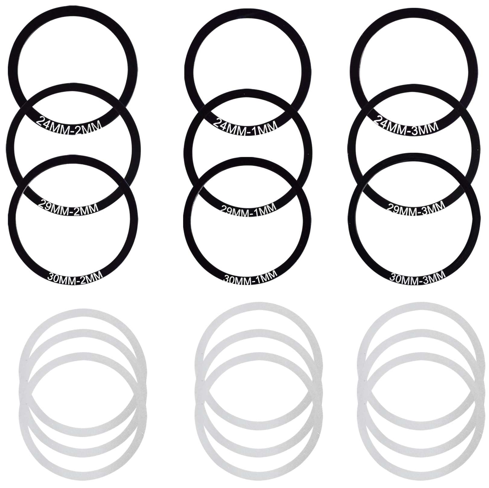 Xmomx 18 pcs Bike Washer Bottom Bracket Crank Washer Gasket Spacer Bicycle Flywheel Hub Dia 24 29 30mm Thk 0.1 0.2 0.3 1 2 3mm