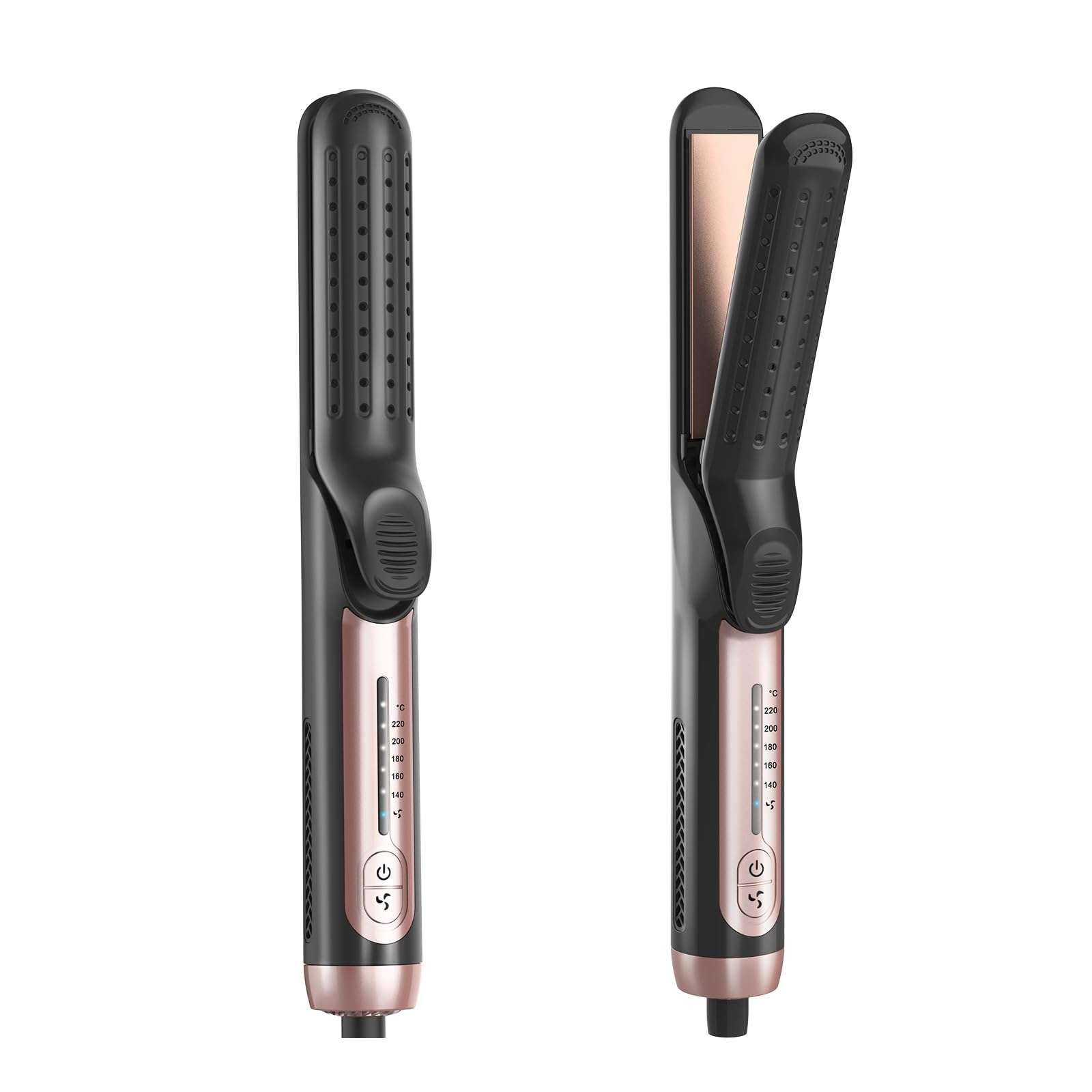 TANSHINE 360° Airflow Styler,Curling Wand & Flat Iron Hair Straightener 2 in1,Travel Curling Iron Dual Voltage with Adjustable Temp,Professional Hair Curler with Cooling Air Vents for Long Short Hair