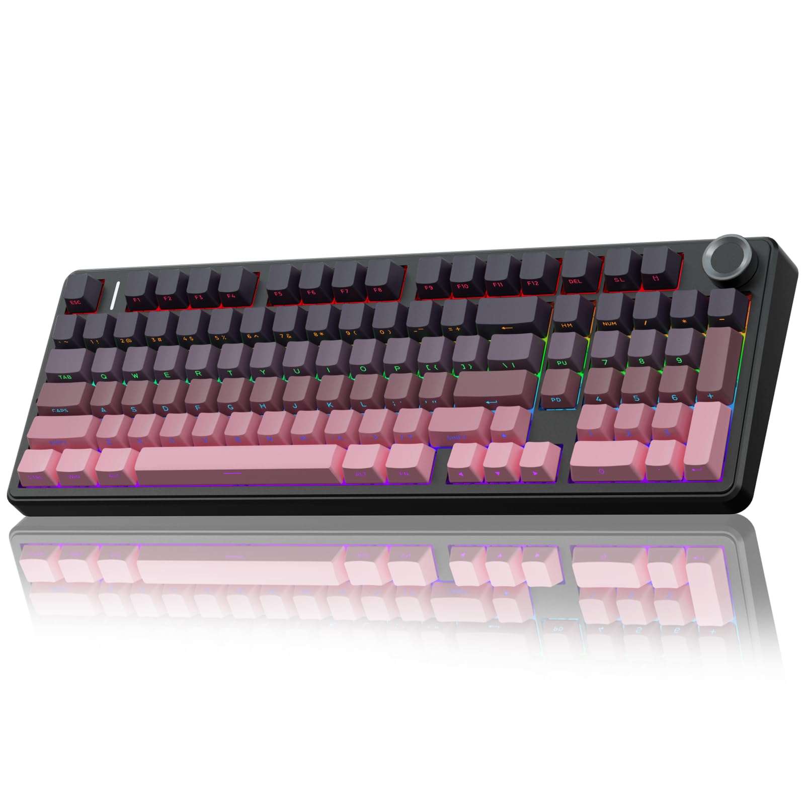 AULA F99 Pro Wireless Mechanical Keyboard with Knob,Tri-Mode BT5.0/USB-C/2.4GHz Hot Swappable Keyboard,Pre-lubed Switches,RGB Backlit Computer Gaming Keyboards