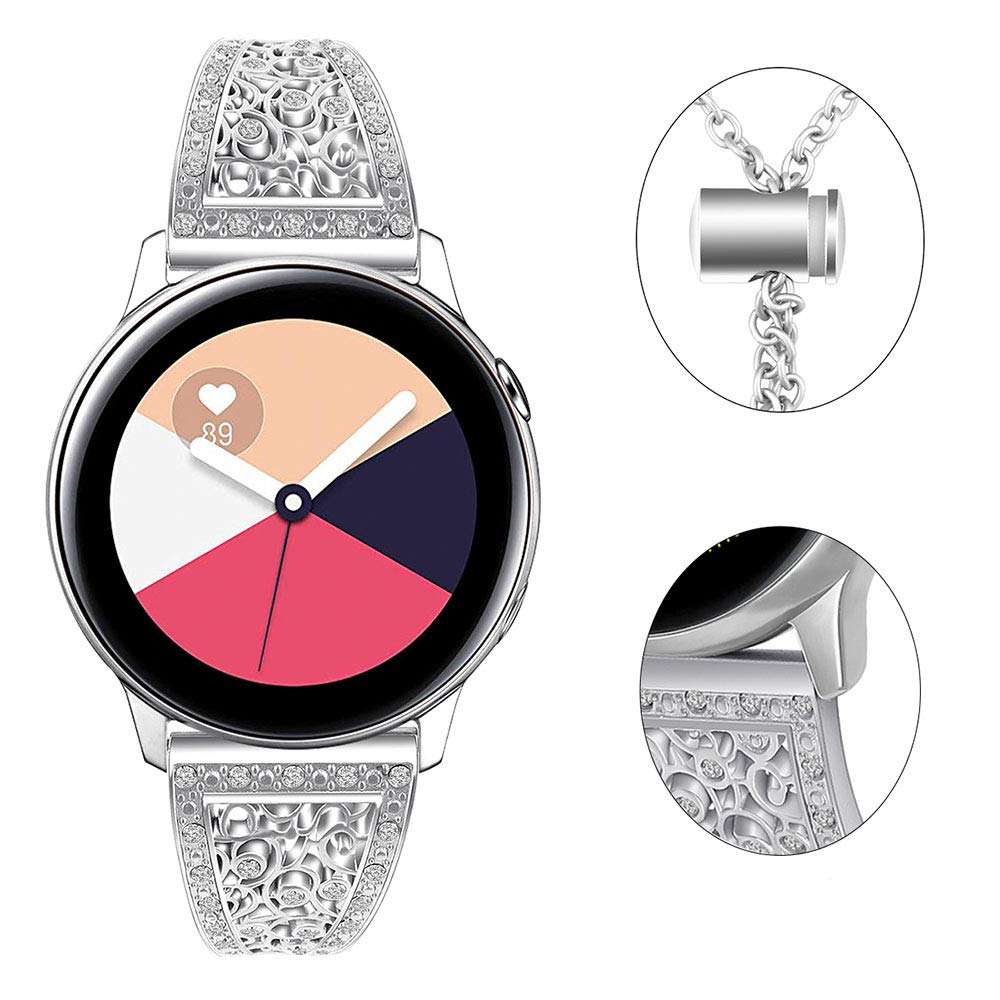 Aottom Compatible for Samsung Galaxy Watch 46mm Band 22mm Women Metal Rhinestone Diamond Chain Jewelry Bracelet Wristband Replacement Band for Samsung Galaxy Watch 46mm/Gear S3 Frontier/Classic